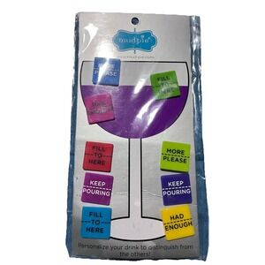 Mud Pie Wine Glass Markers Set of 8 Suction Drink Identifiers New In Package